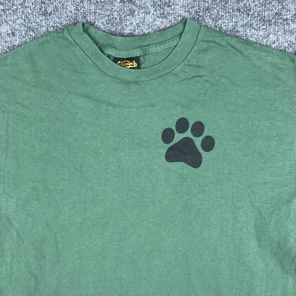 Changes T-Shirt Mens Size XL Green Graphic Paw Print Single Stitch